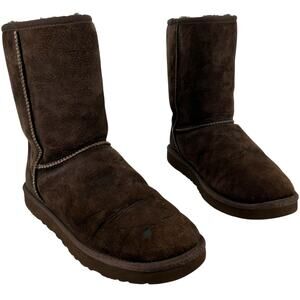 UGG Australia Classic Short Womens 10 Brown Suede Sheepskin Slip On Casual Boots